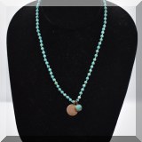 J045. 10K yellow gold and turquoise beaded necklace by Jane Diaz. 15” - $80